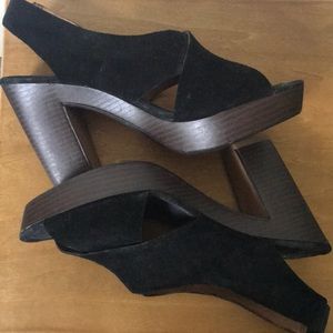 Suede Open Toe Heel